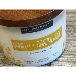 Candle-Lite Essential Elements 14.75 Oz Vanilla & Sandalwood Jar Candle Lid New